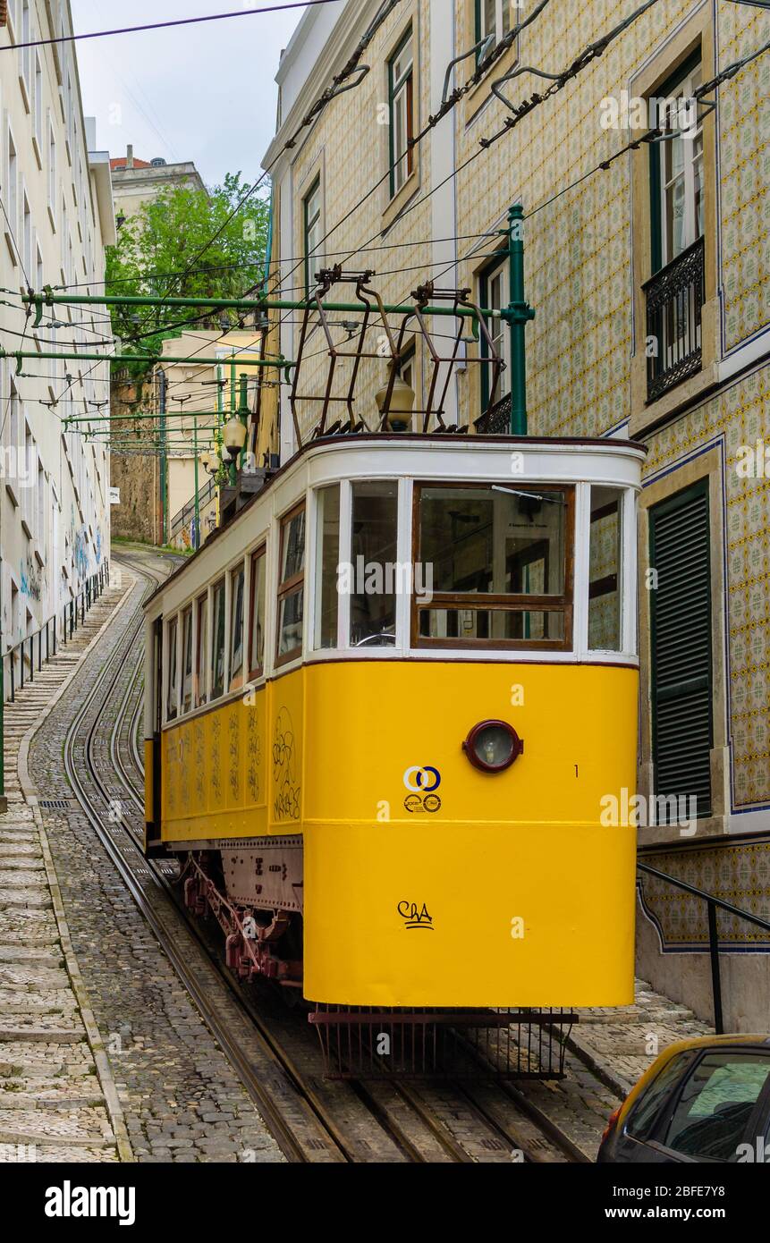 Lisbon, Old Tram (electrico) Stock Photo