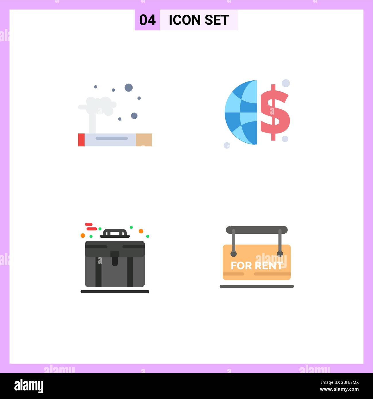 Pack of 4 creative Flat Icons of gas, briefcase, waste, money, board Editable Vector Design Elements Stock Vector