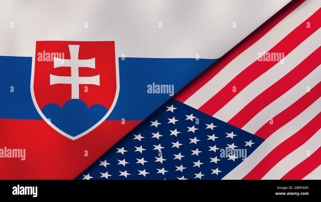 Two States Flags Of Slovakia And United States High Quality Business   Two States Flags Of Slovakia And United States High Quality Business Background 3d Illustration 2BFEAR5 