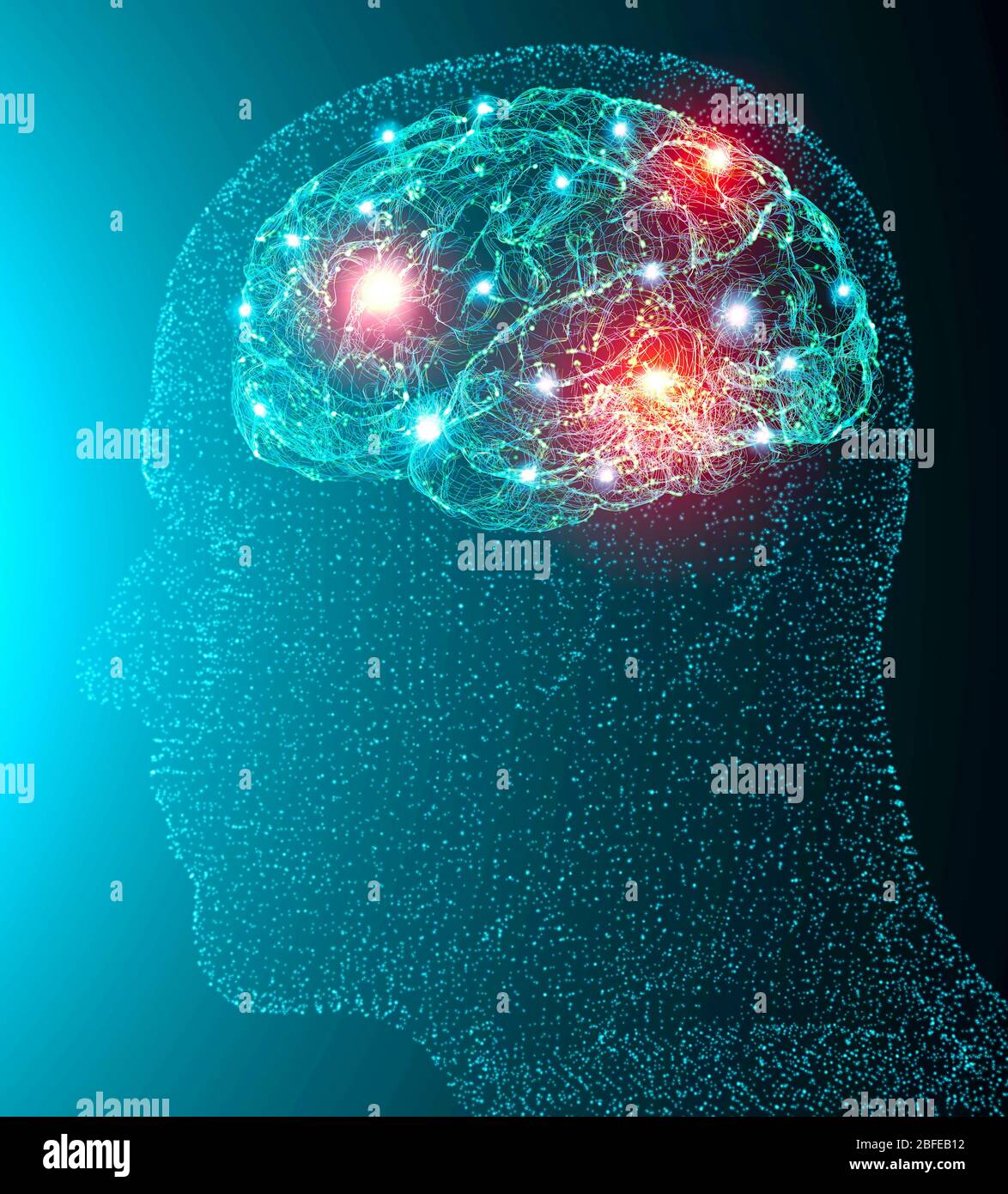 View of the synapses. Brain connections. Neurons and synapses
