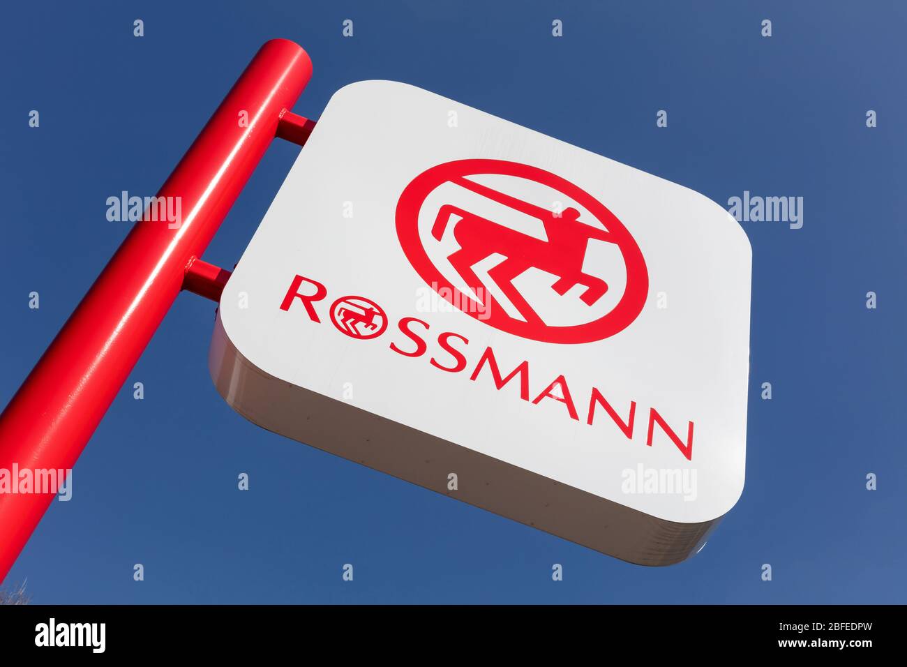 POLAND, BYDGOSZCZ - January 14, 2022: Rossmann Drogeria Parfumeria Cosmetic  Shop. Signage of Germany's second-largest drug store chain Stock Photo
