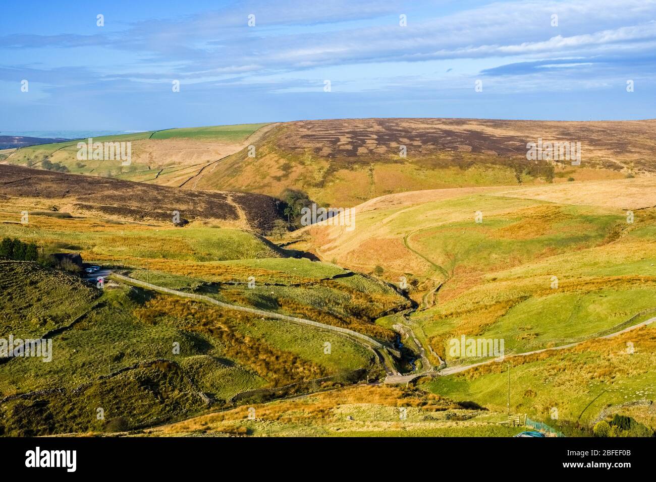Upland hills and moors near Three Shires Bridge, Axe Edge, Peak
