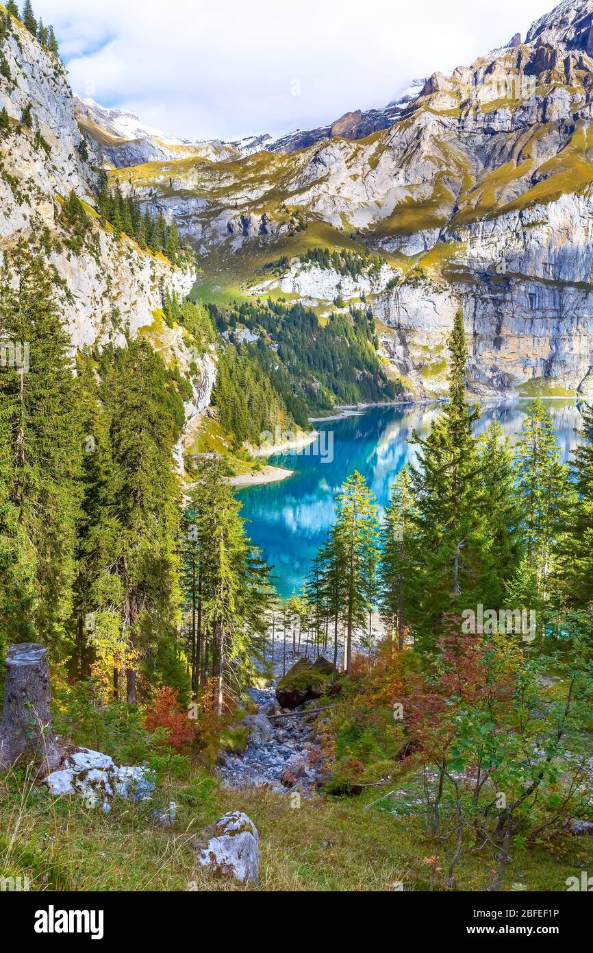 Aerial view lake oeschinen hi-res stock photography and images - Alamy