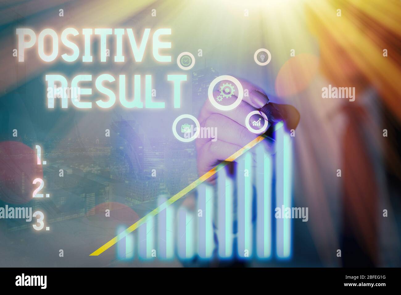 Word writing text Positive Result. Business photo showcasing shows that ...
