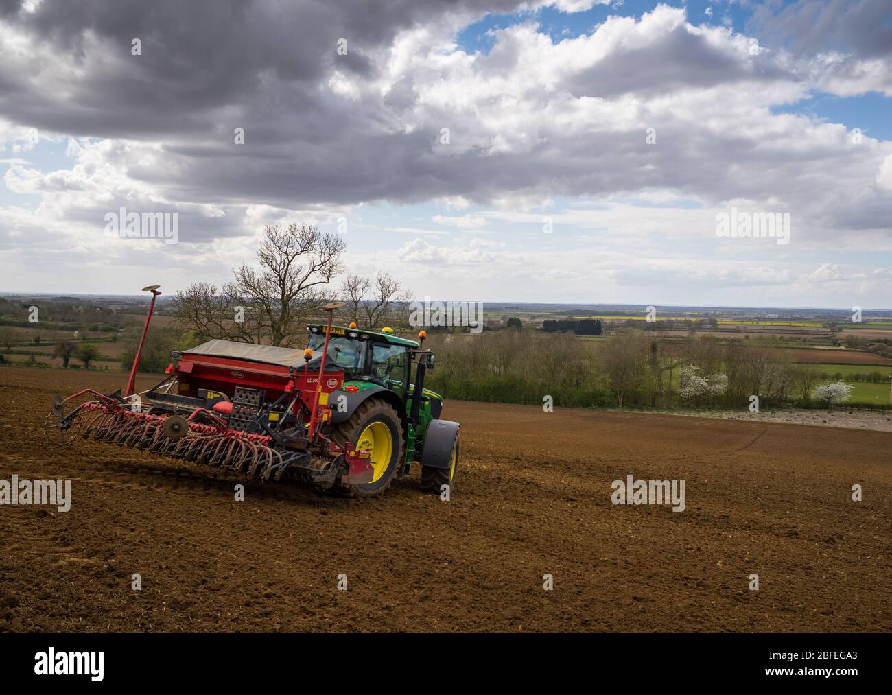 Sowing a new Crop for food Lincolnshire UK Stock Photo