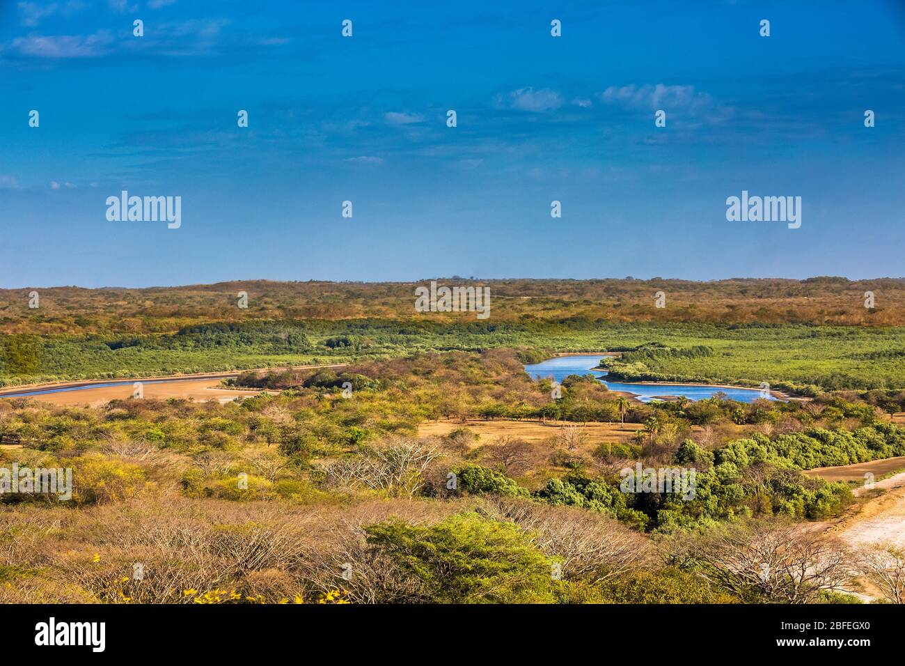 landscape panorama of the Padre Ramos natural reserve in Chinandega Nicaragua Stock Photo