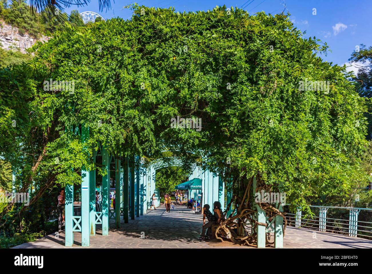 Borjomi , Georgia - August 12, 2019 : Borjomi Mineral Water Park landmark of the thermal city Samtskhe Javakheti region Georgia eastern Europe Stock Photo