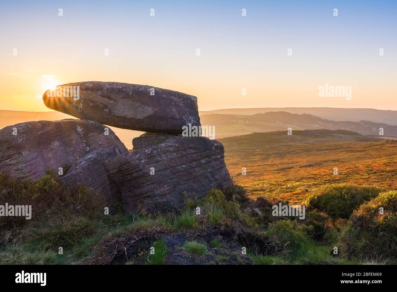 Sunrise / dawn in the Staffordshire Moorlands are of the Peak District National Park Stock Photo