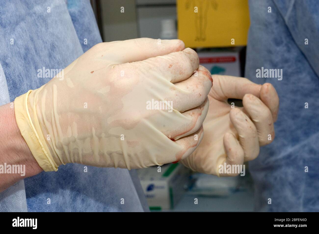 Blood stained gloves Stock Photo Alamy