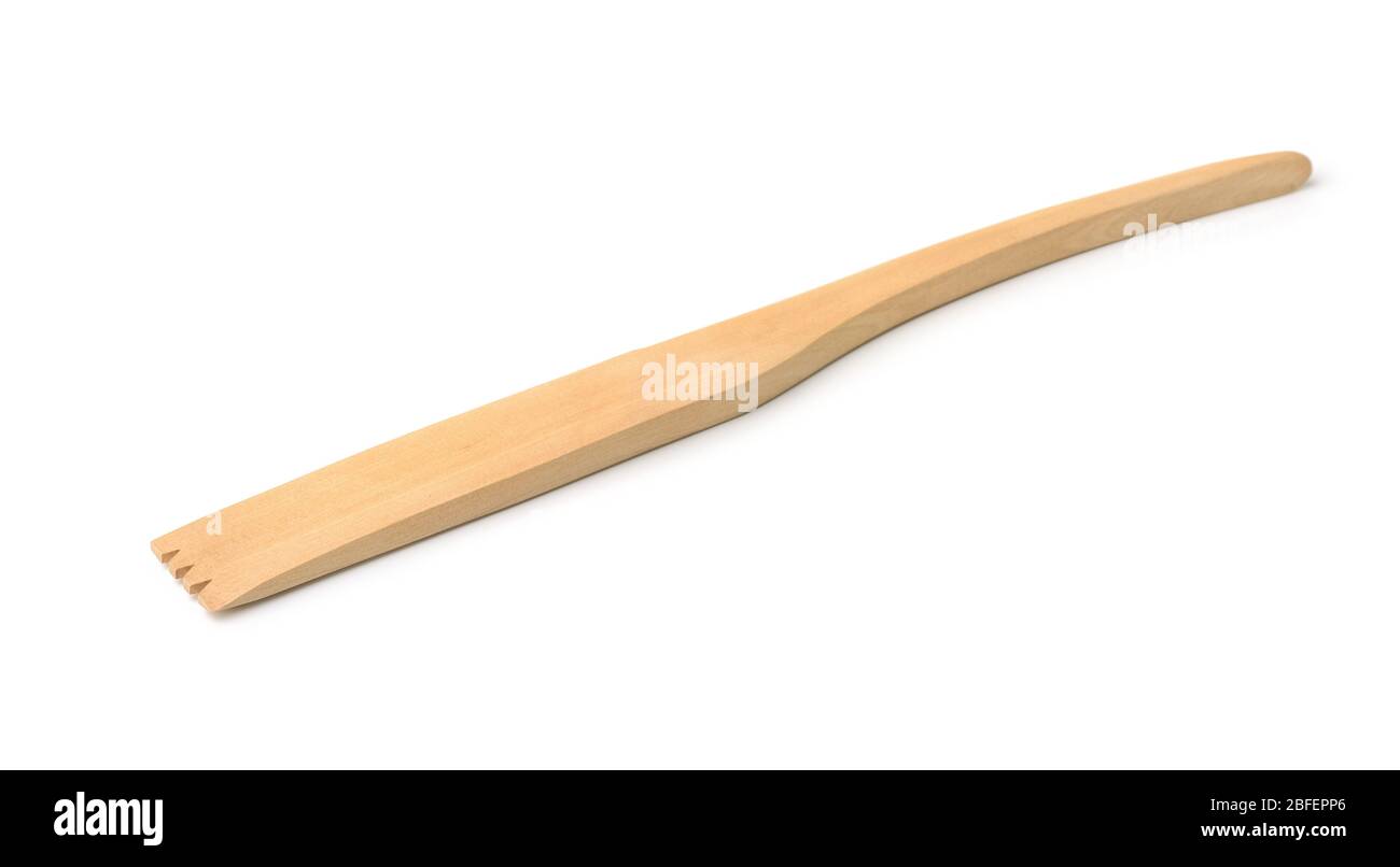 Wooden clay modeling spatula isolated on white Stock Photo