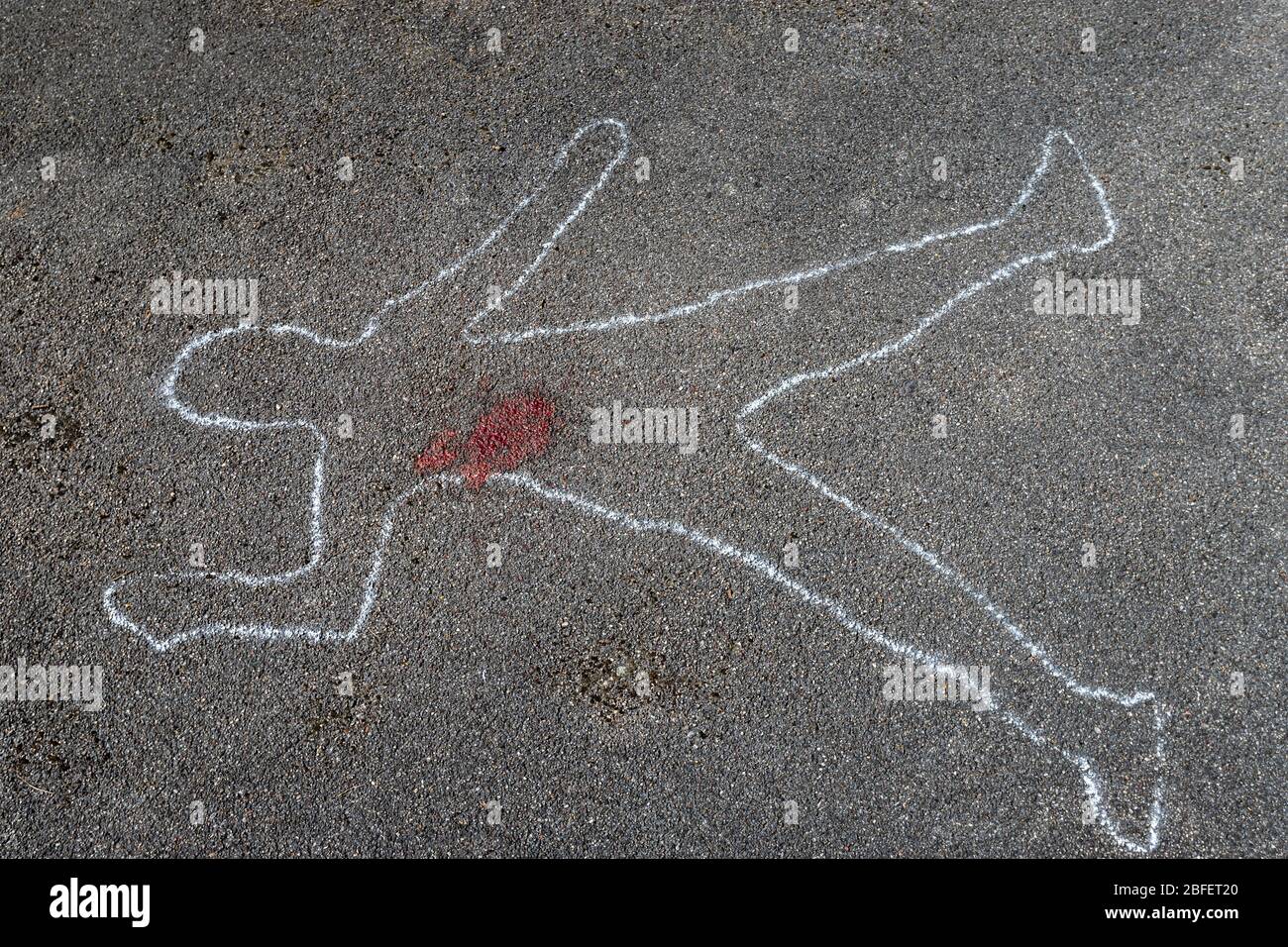 outline of a body on asphalt Stock Photo