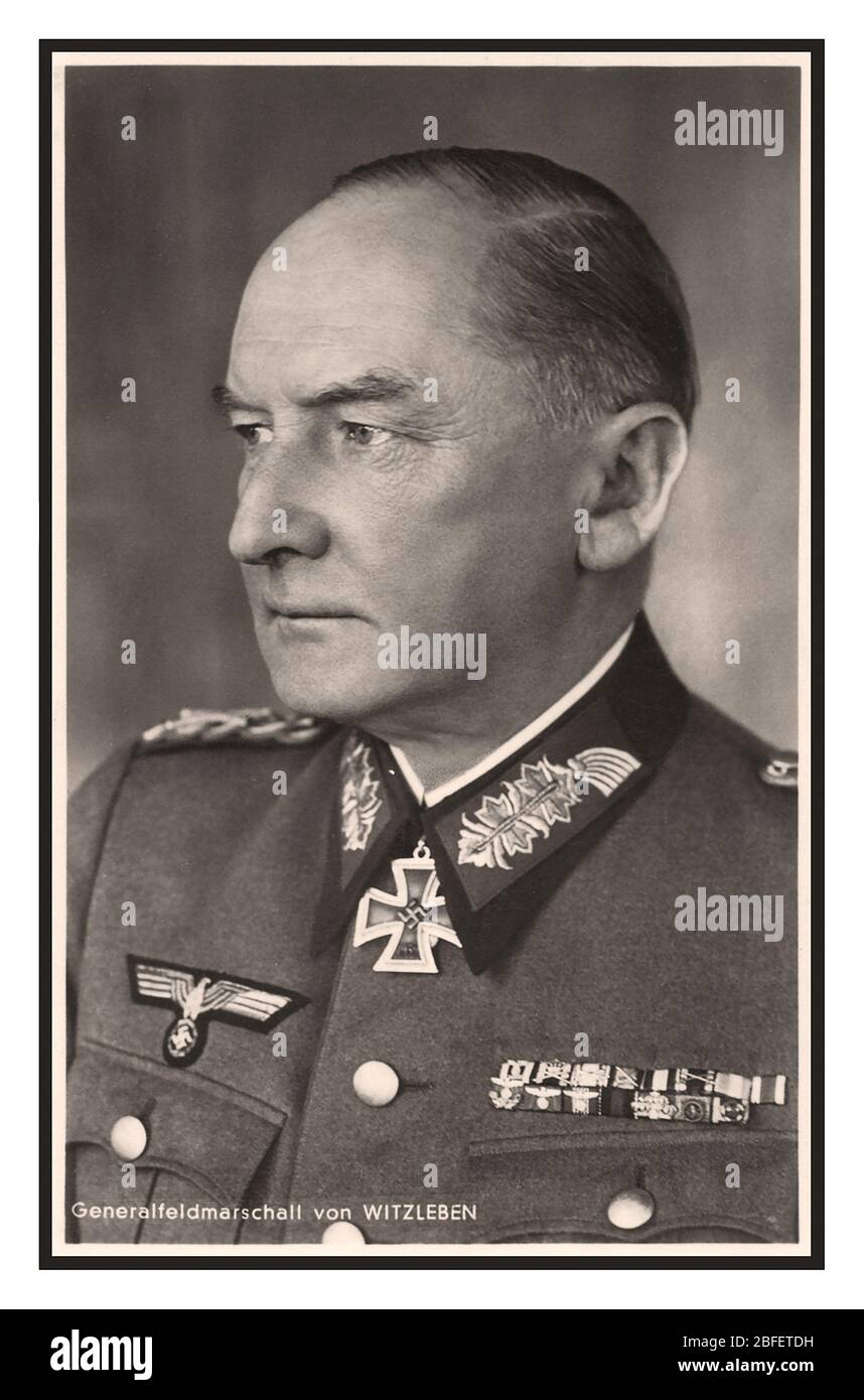 Archive vintage image of General Field Marshall Erwin von Witzleben (1881-1944)  Executed on Adolf Hitlers orders, implicated in the bomb plot to assasinate Nazi Führer Adolf Hitler Stock Photo