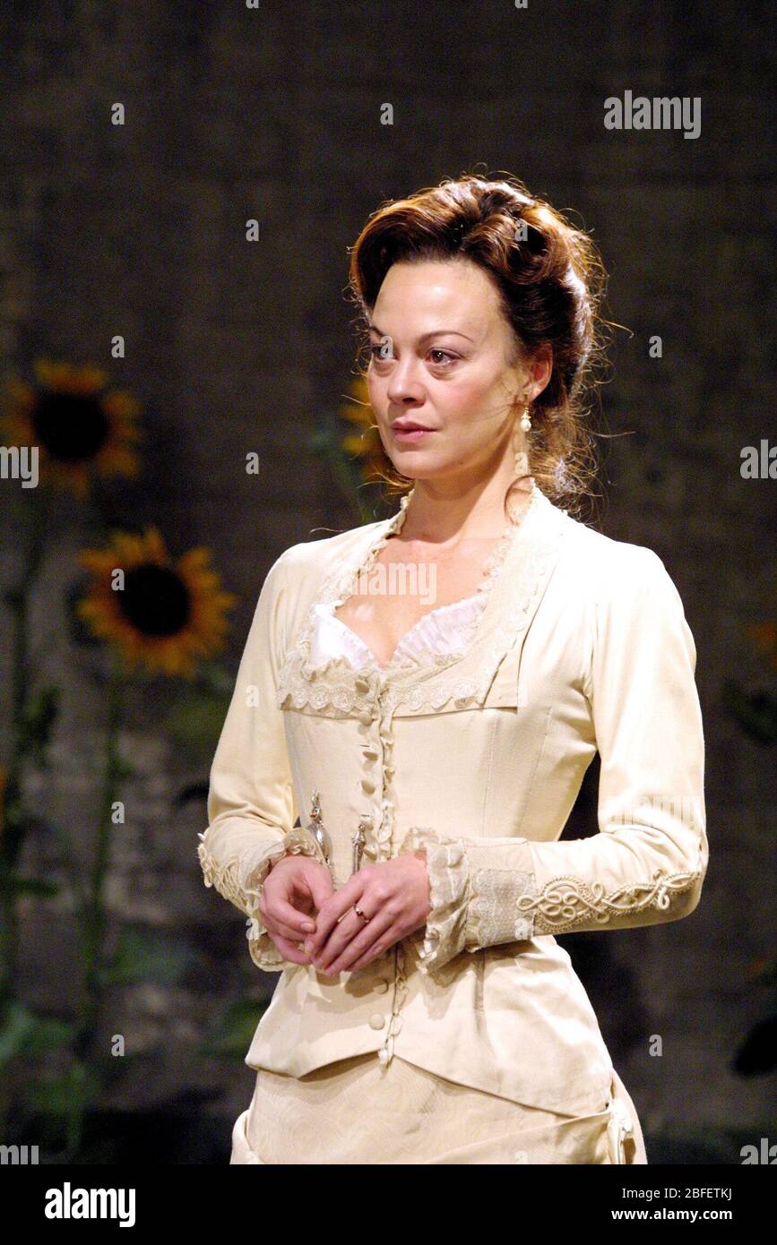 Helen McCrory (Anna Petrovna) in PLATONOV by Anton Chekhov at the Almeida at King's Cross, London in 2001 in a new version by David Hare design: Paul Brown lighting: Mark Henderson director: Jonathan Kent Stock Photo