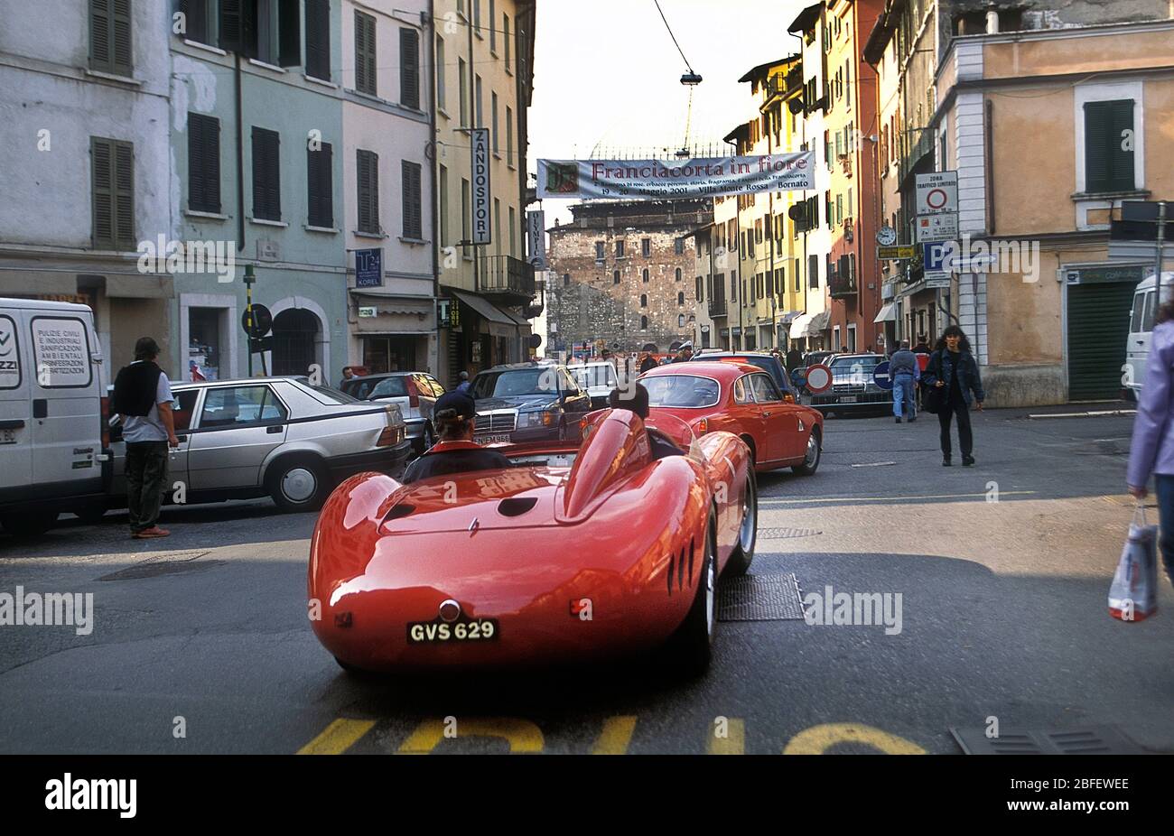 1955 Maserati 300S participating in the  2001 Mille Miglia . Stock Photo