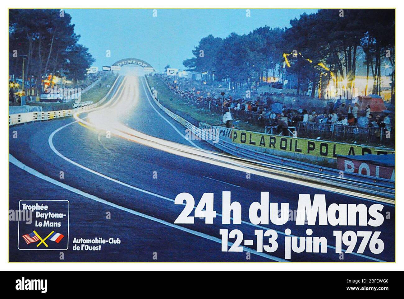 Vintage Motor Racing Poster 24 Hrs du Mans 12-13 June 1976 Le Mans France Motor race endurance 24 hours Promotion Advertising Poster Winner Jacky Ickx /Gijs van Lennep Martini Porsche Racing The 1976 24 Hours of Le Mans was the 44th Grand Prix of Endurance, and took place on 12 and 13 June 1976. Stock Photo