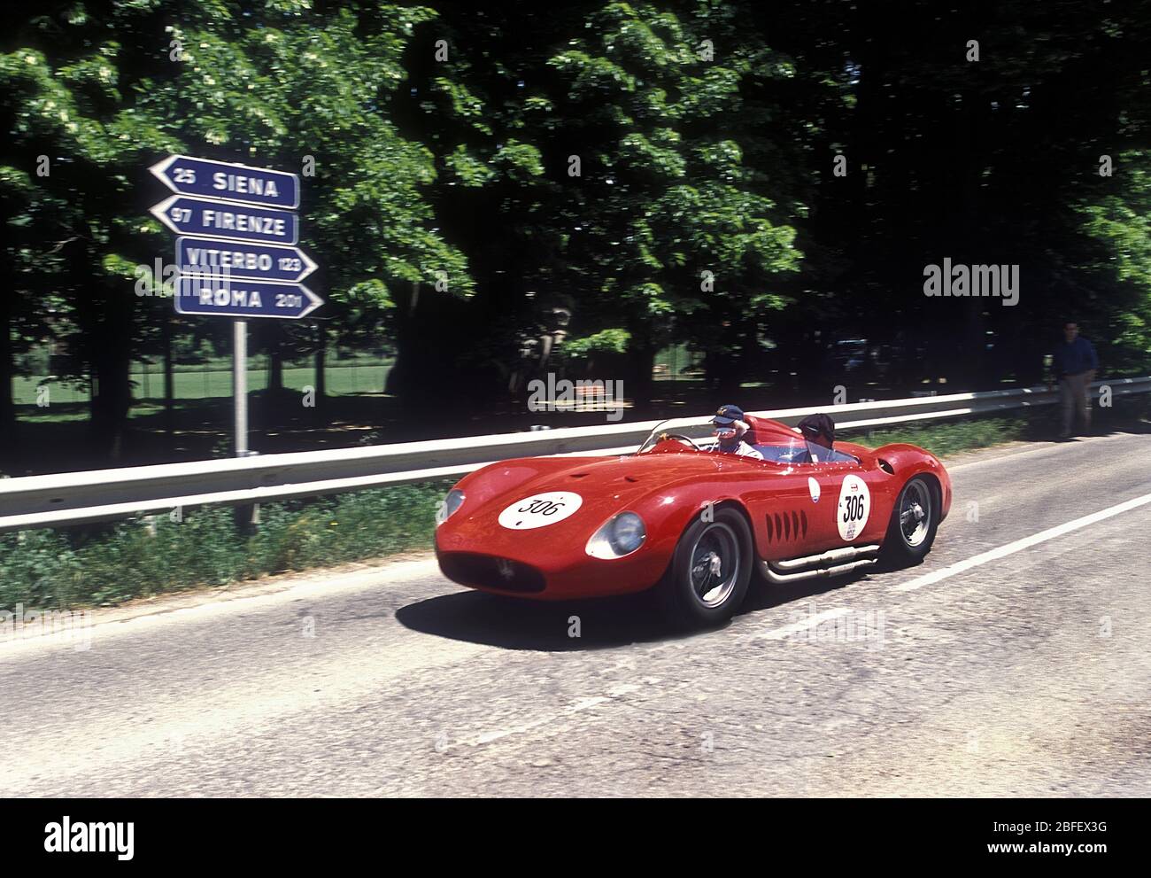 1957 Maserati 300s participating on the 2001 Mille Miglia . Stock Photo