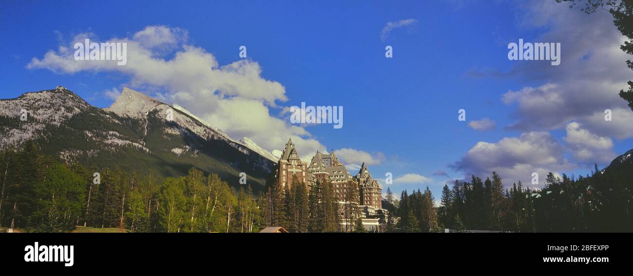 View of the Fairmont Banff Springs Hotel, Alberta, Canada Stock Photo ...