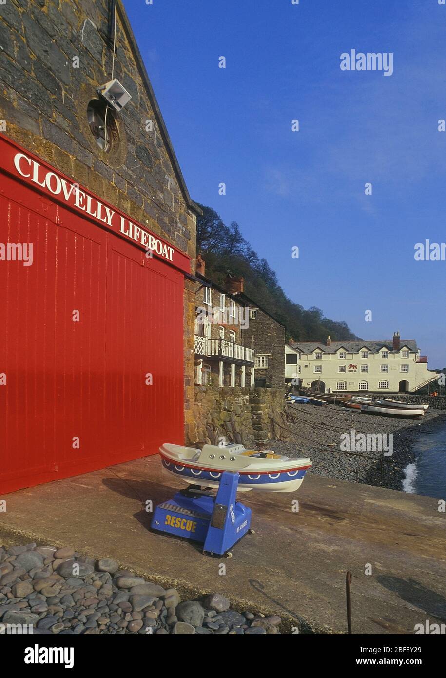 Clovelly Lifeboat station and fishing village. Devon. England. UK Stock Photo