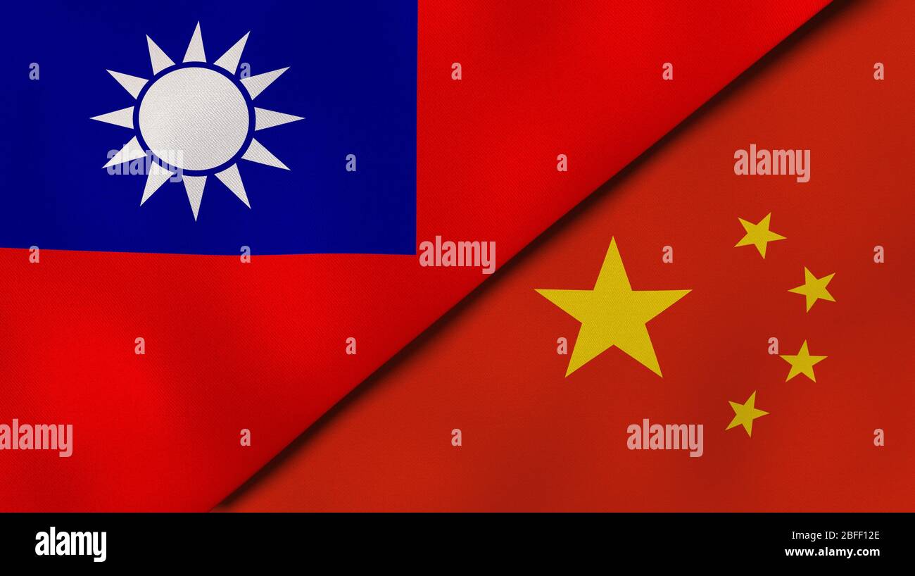 Two states flags of Taiwan and China. High quality business background