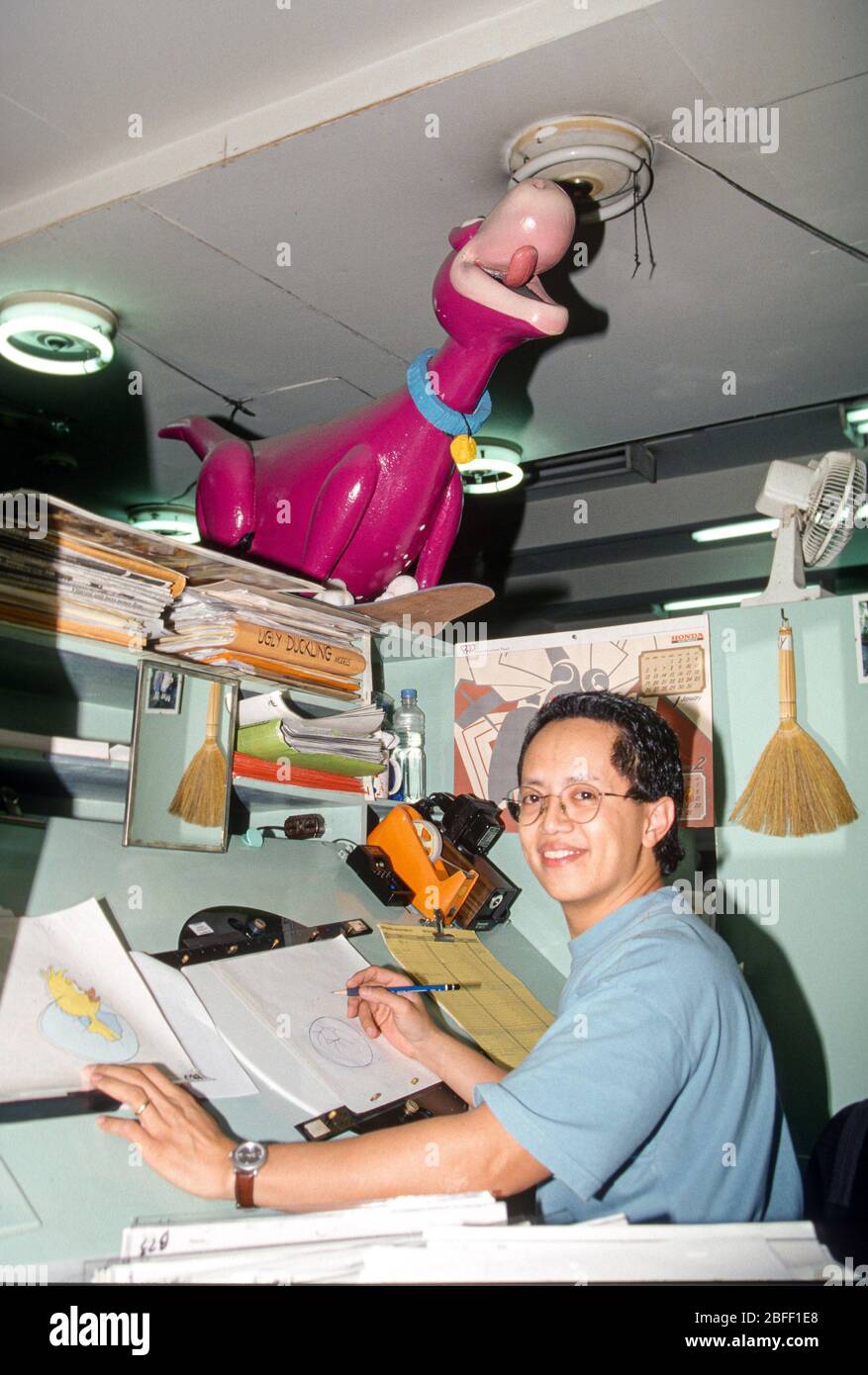 Cartoon artist, Manilia, Philippines, February 1996 Stock Photo