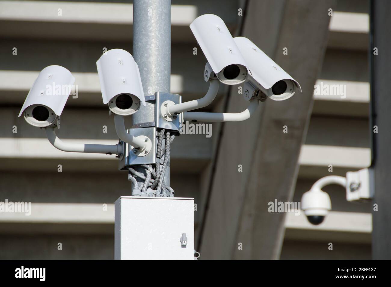 CCTV cameras at the stadium Stock Photo Alamy
