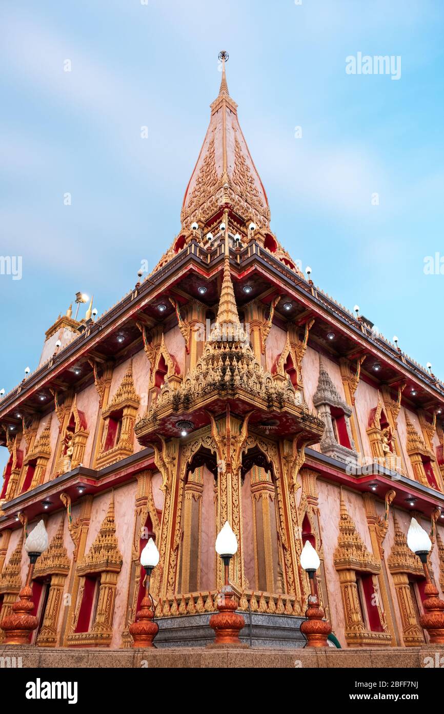 Wat Chalong Temple, Phuket / Thailand - January 17, 2020: Wat Chalong Buddhist Temple is most popular temple destination stop in Phuket Stock Photo