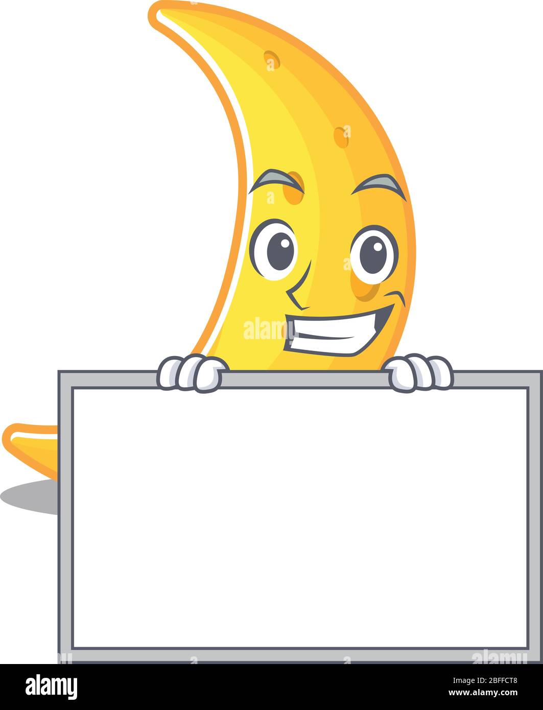 Smiling Crescent Moon Cartoon Design Style Has A Board Stock Vector Image Art Alamy