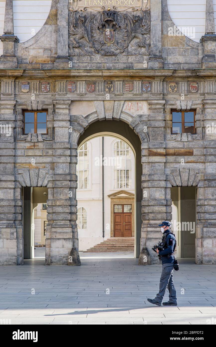 Empty streets of Prague during Coronavirus pandemic Stock Photo
