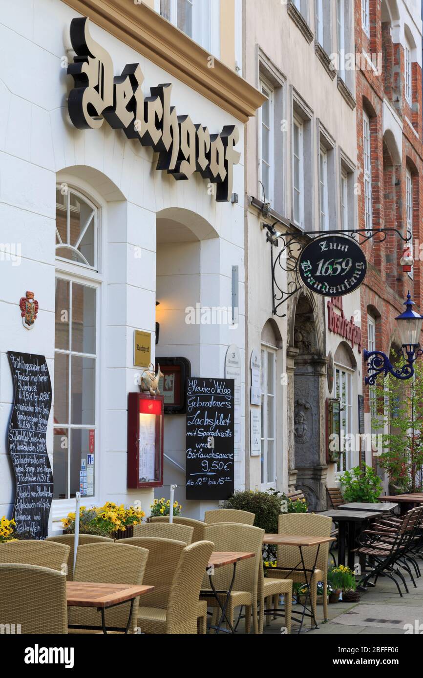 Restaurant on Deichstrasse, Old Town, Hamburg, Germany, Europe Stock ...