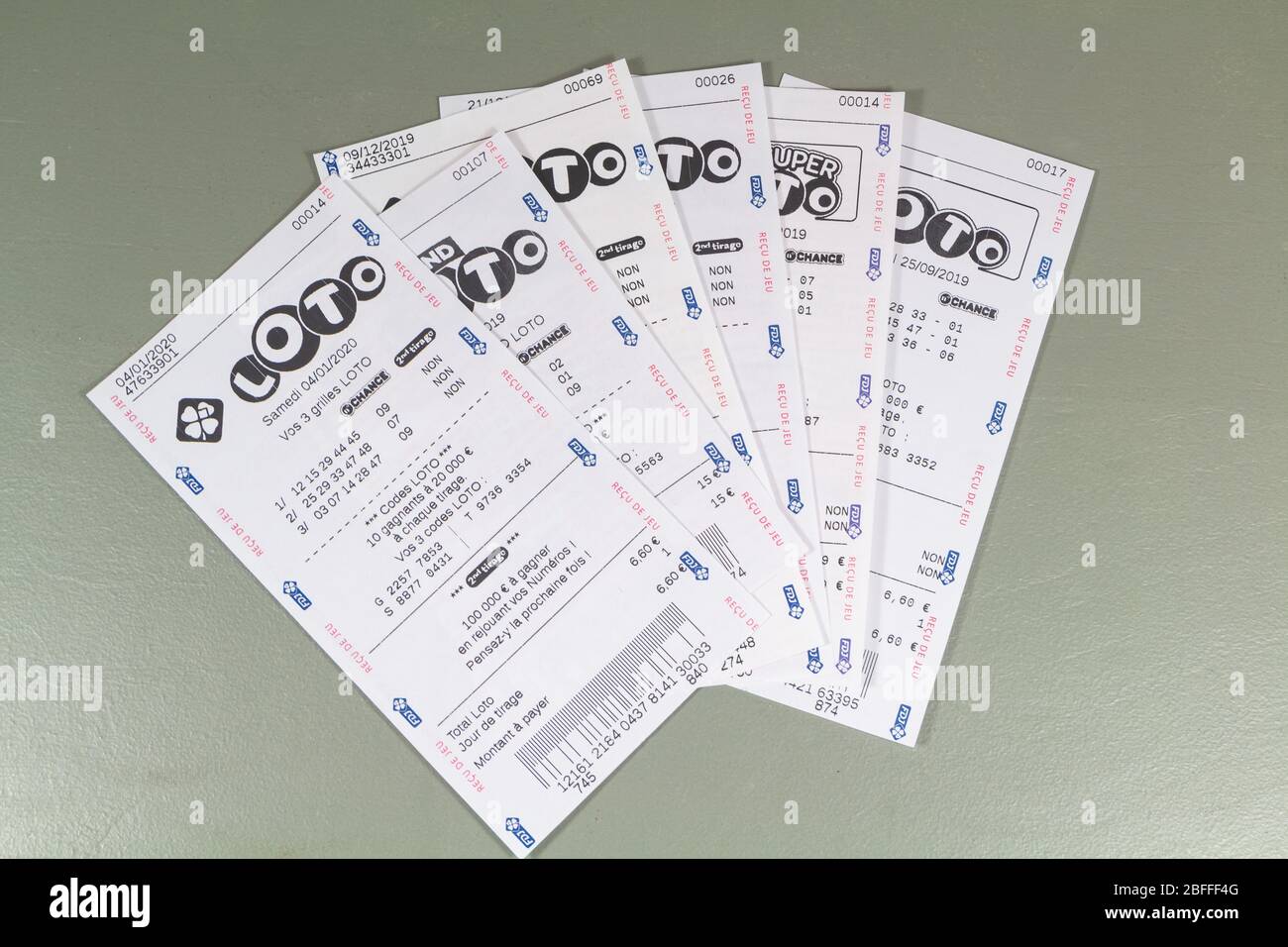 Primelin – France, January 22, 2020 : french receipts of loto from the  society la francaise des jeux Stock Photo - Alamy
