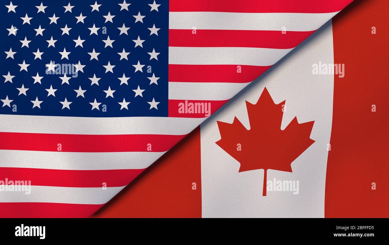 Two states flags of United States and Canada. High quality business ...