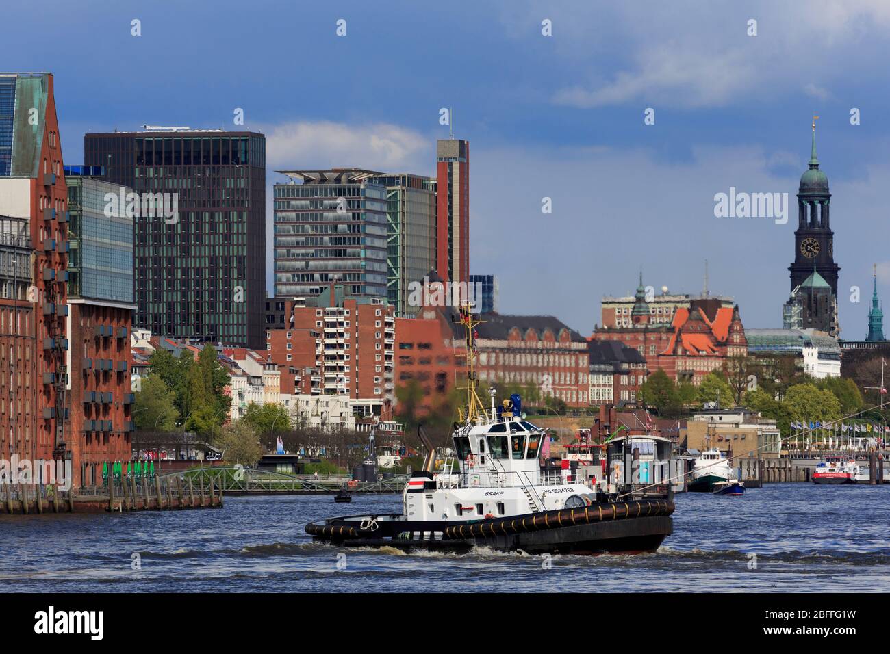 Tugboat, Elbe River, Altona District, Hamburg, Germany, Europe Stock Photo