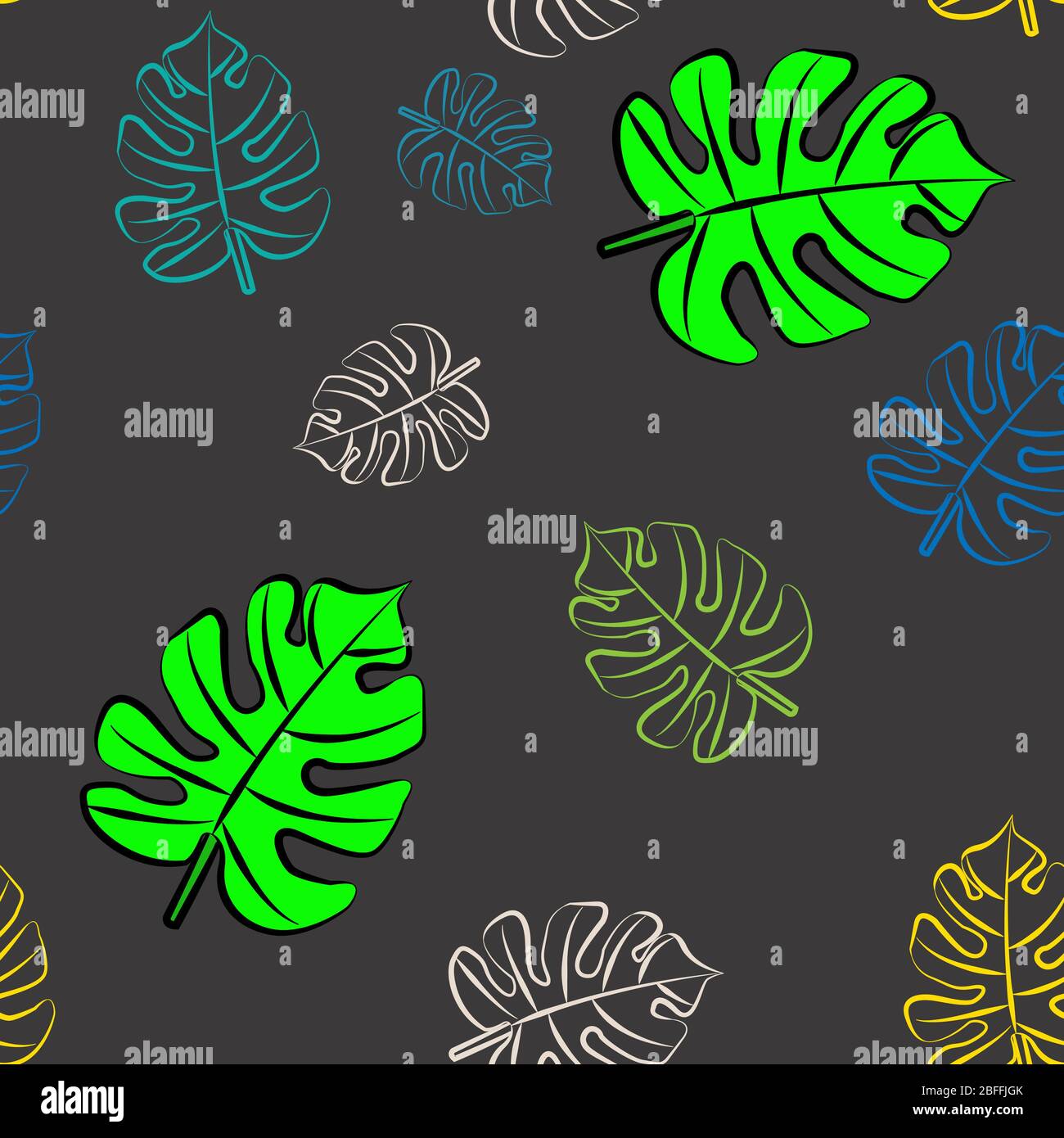 Seamless pattern monstera leaves Stock Photo