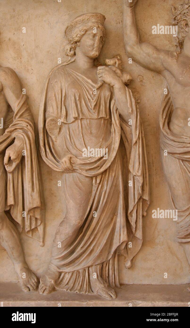 Monumental altar. 42-43 AD. Imperial Family, Julio-Claudian. Relief of Livia Drusilla, wife of Augustus (as Venus).  Ravenna. Italy Stock Photo
