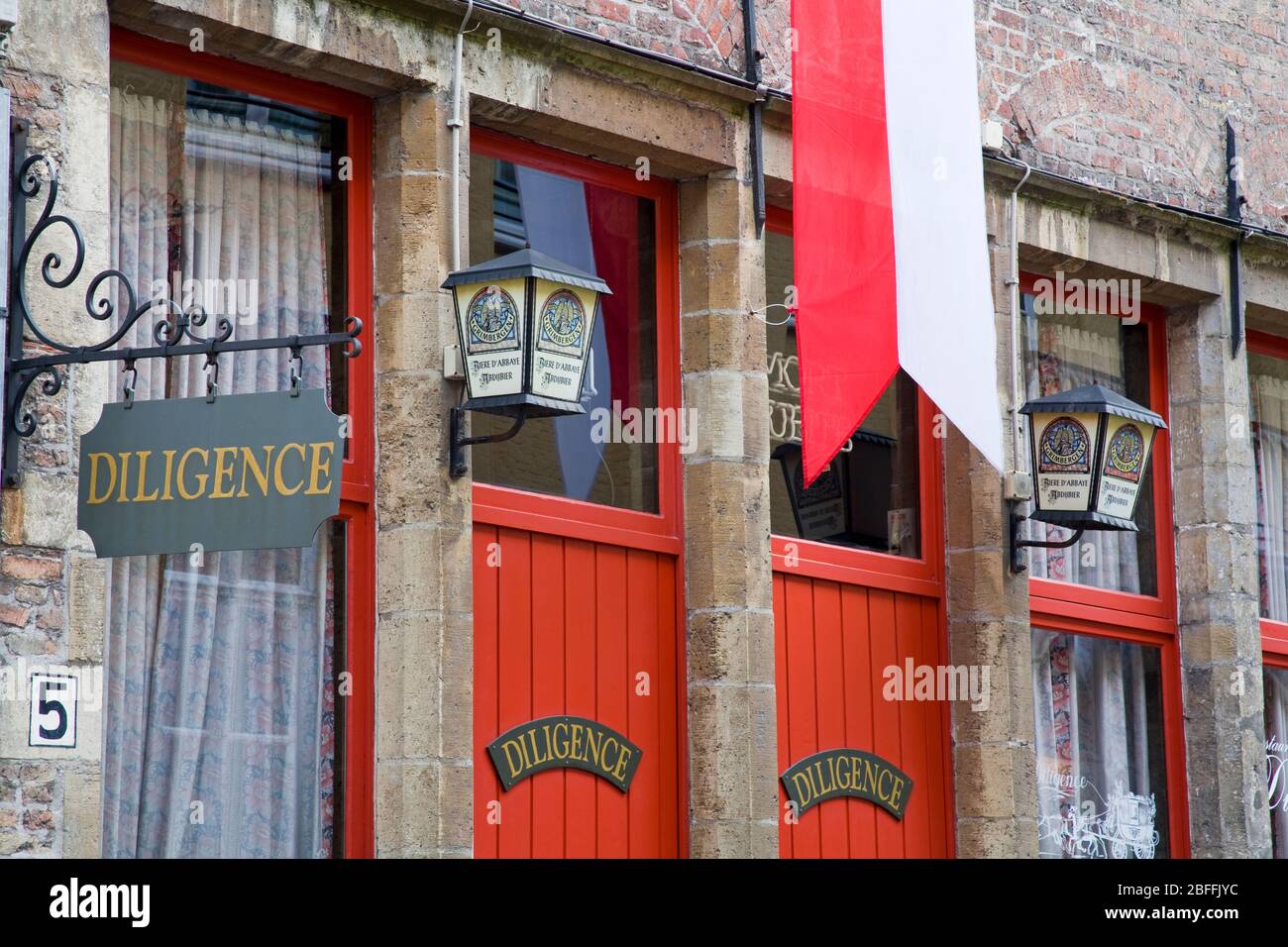 Diligence restaurant on Hoogstraat,Bruges,West Flanders,Belgium,Europe