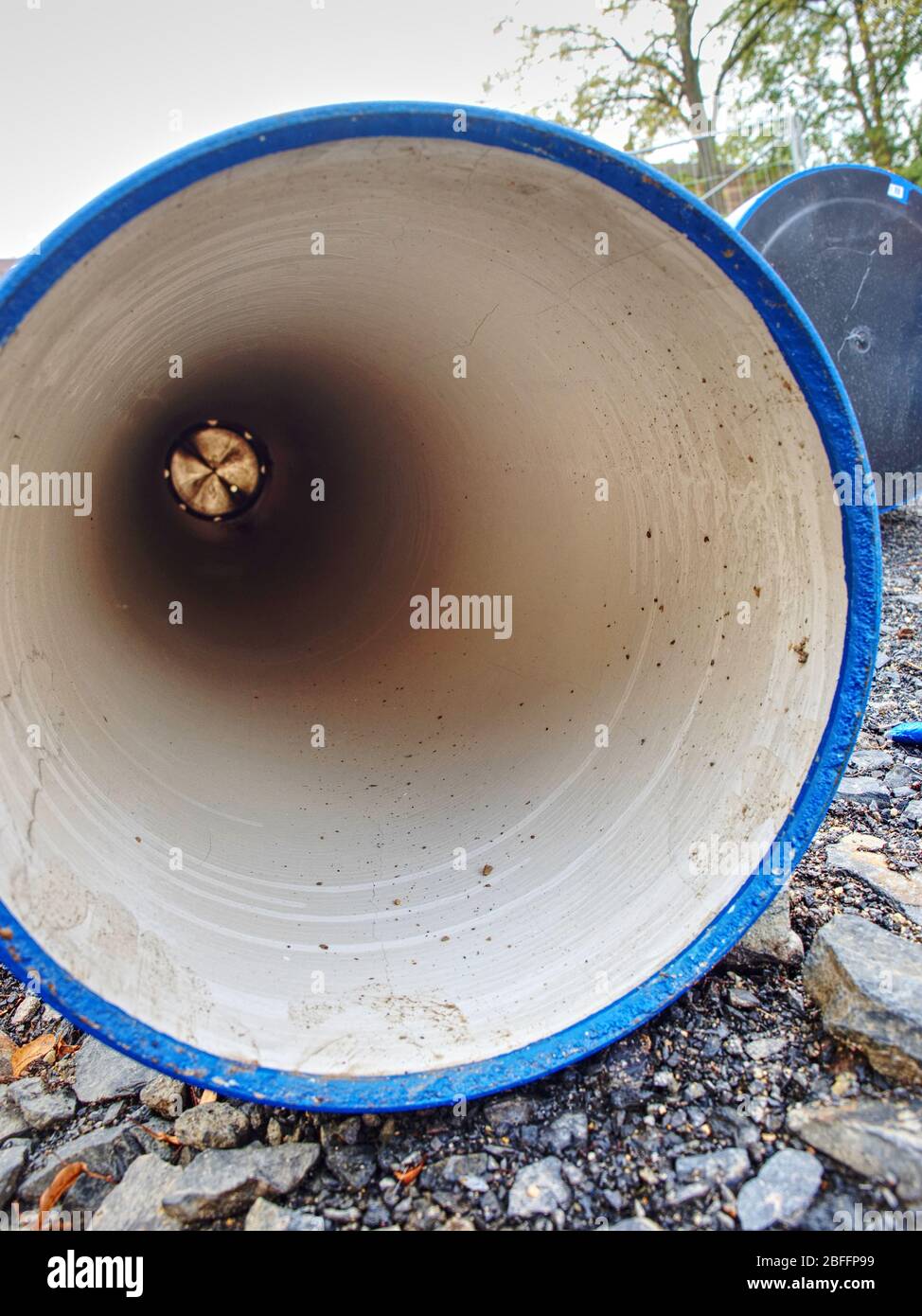 Large diameter pipe. Pipes of PVC large diameter prepared for laying on