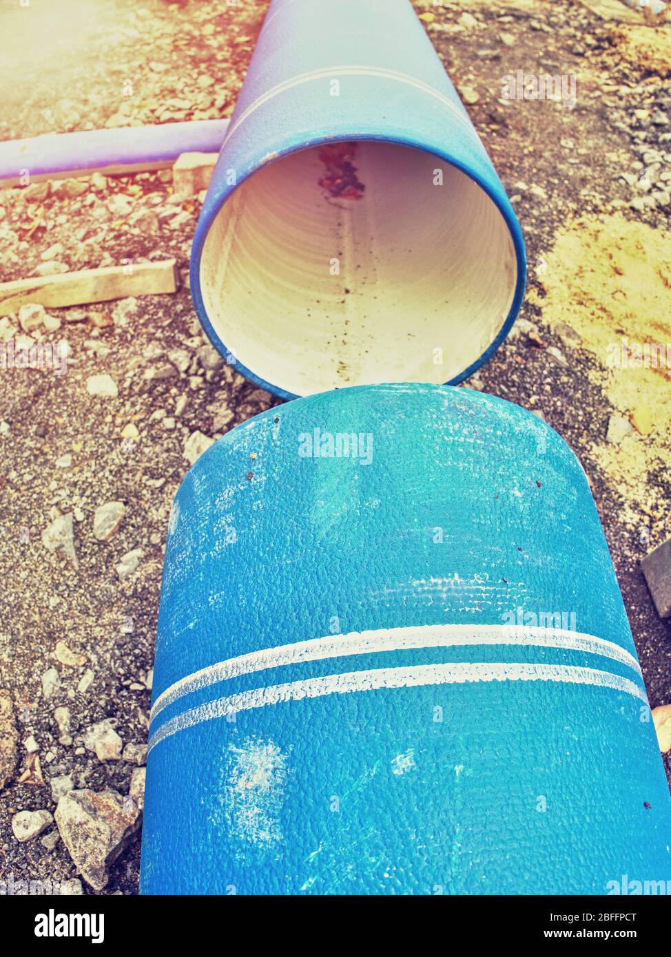 Joining point of plastic pipes dedicated for potable water. Spare parts