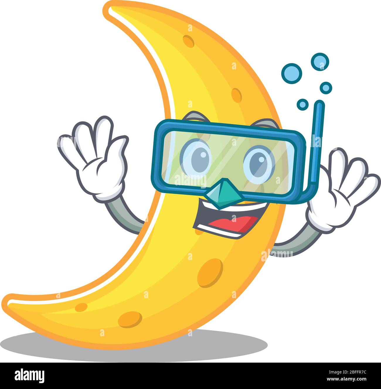 Crescent moon mascot design concept wearing diving glasses Stock Vector  Image & Art - Alamy