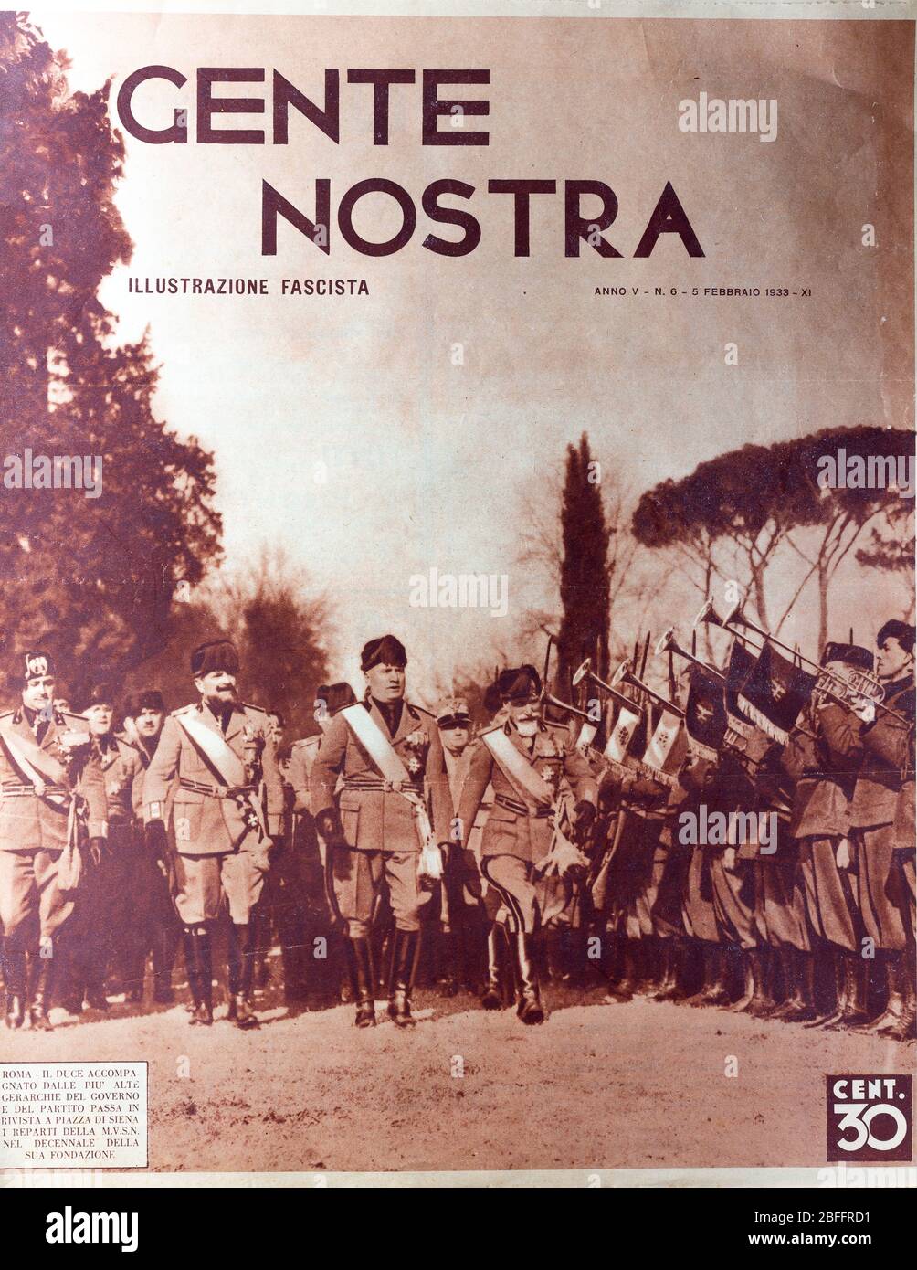 Benito Mussolini, illustration from Italian Fascist newspaper Gente Nostra, Illustrazione fascista, Italy, 1933 Stock Photo