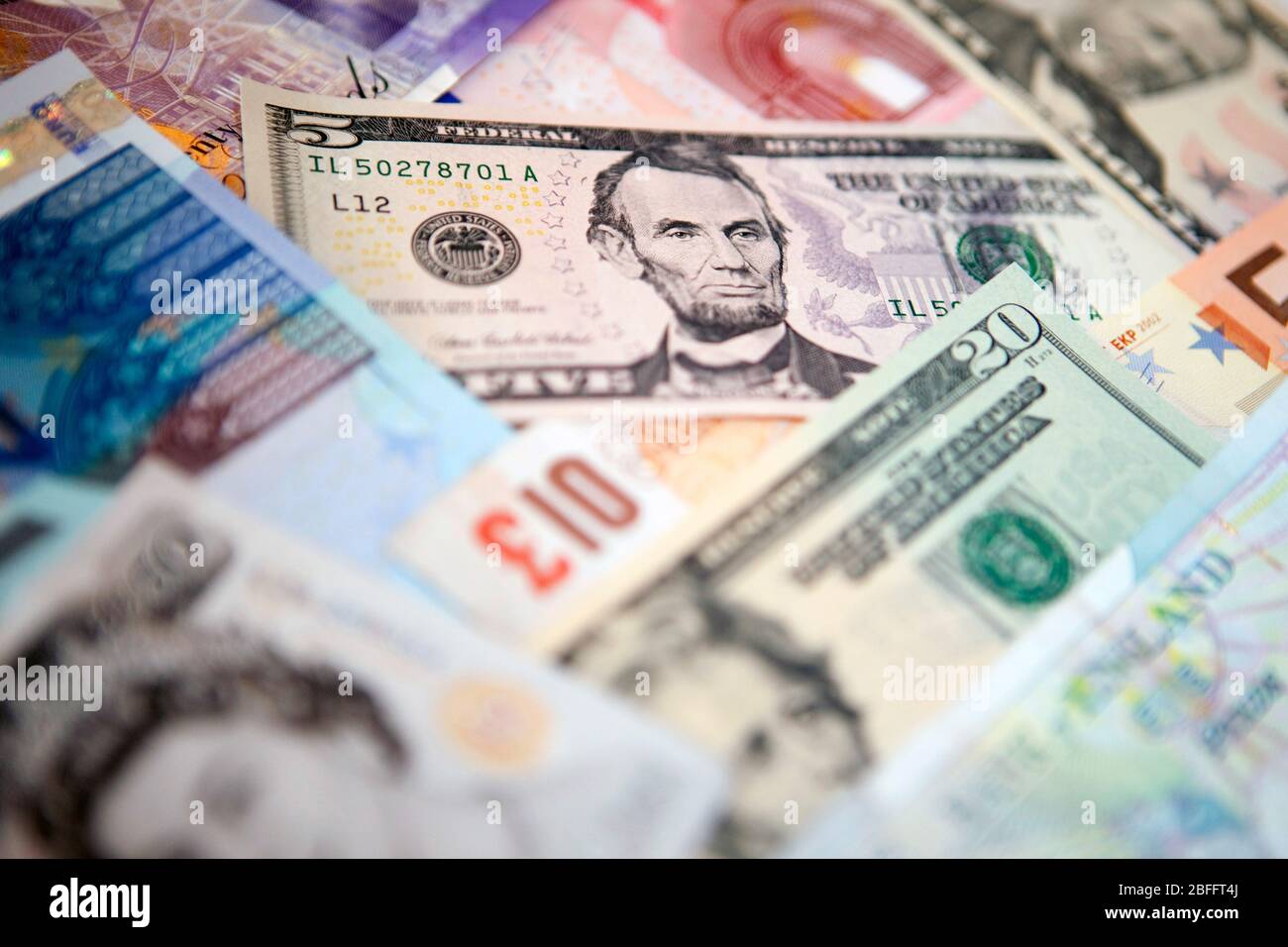 Money Notes Examples Illustrative image of various banknotes Stock Photo - Alamy