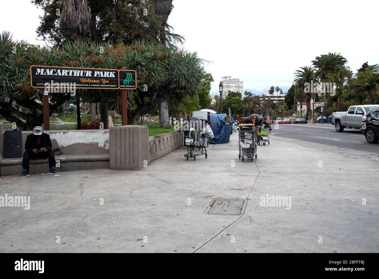 Los Angeles, CA/USA April 9, 2020 The homeless population surges at