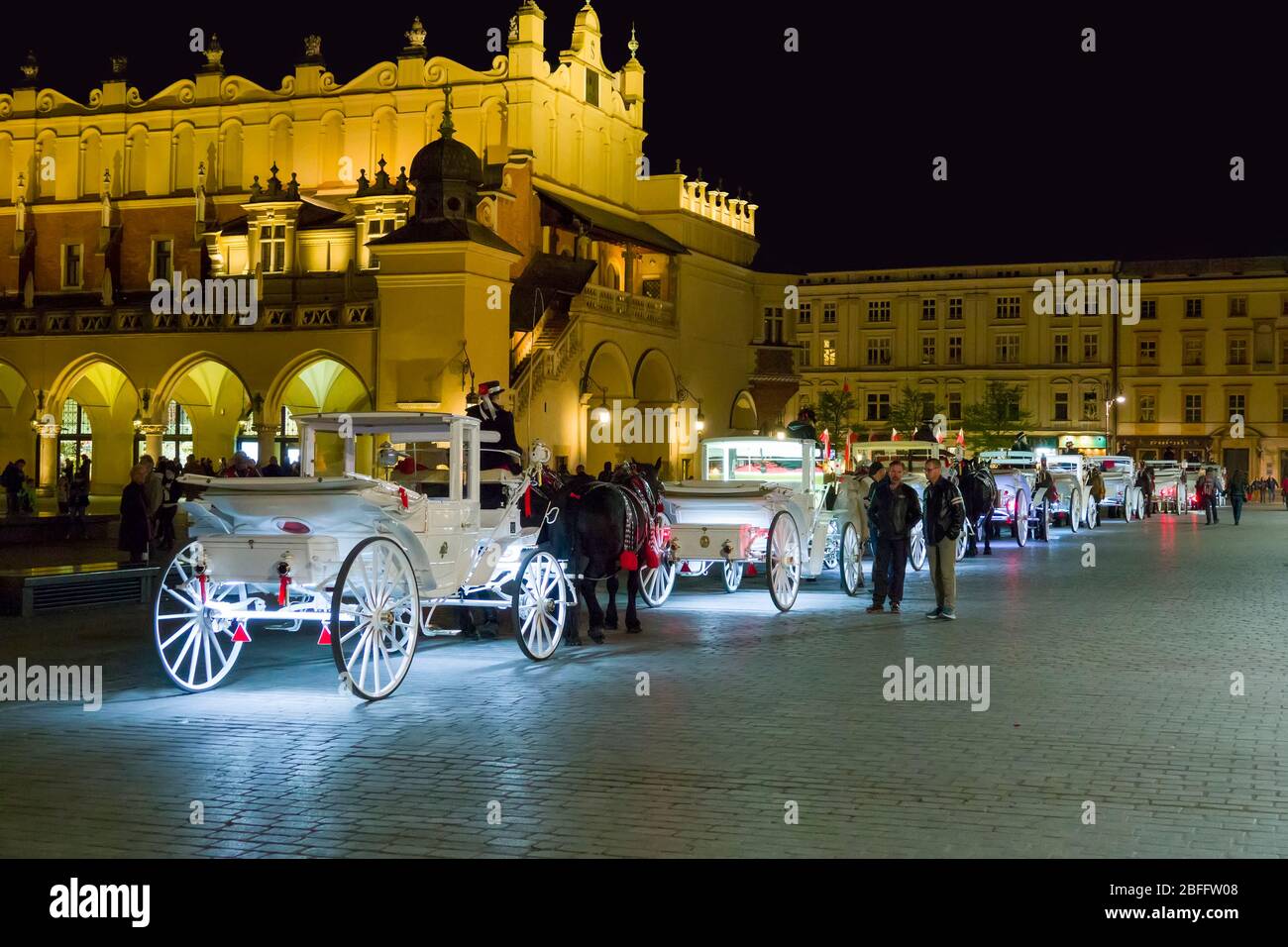 Carriage Rides Sukiennice Cloth Hall Krakow Stare Miasto Old Town Square  Poland European Union Eastern Europe City Stock Photo