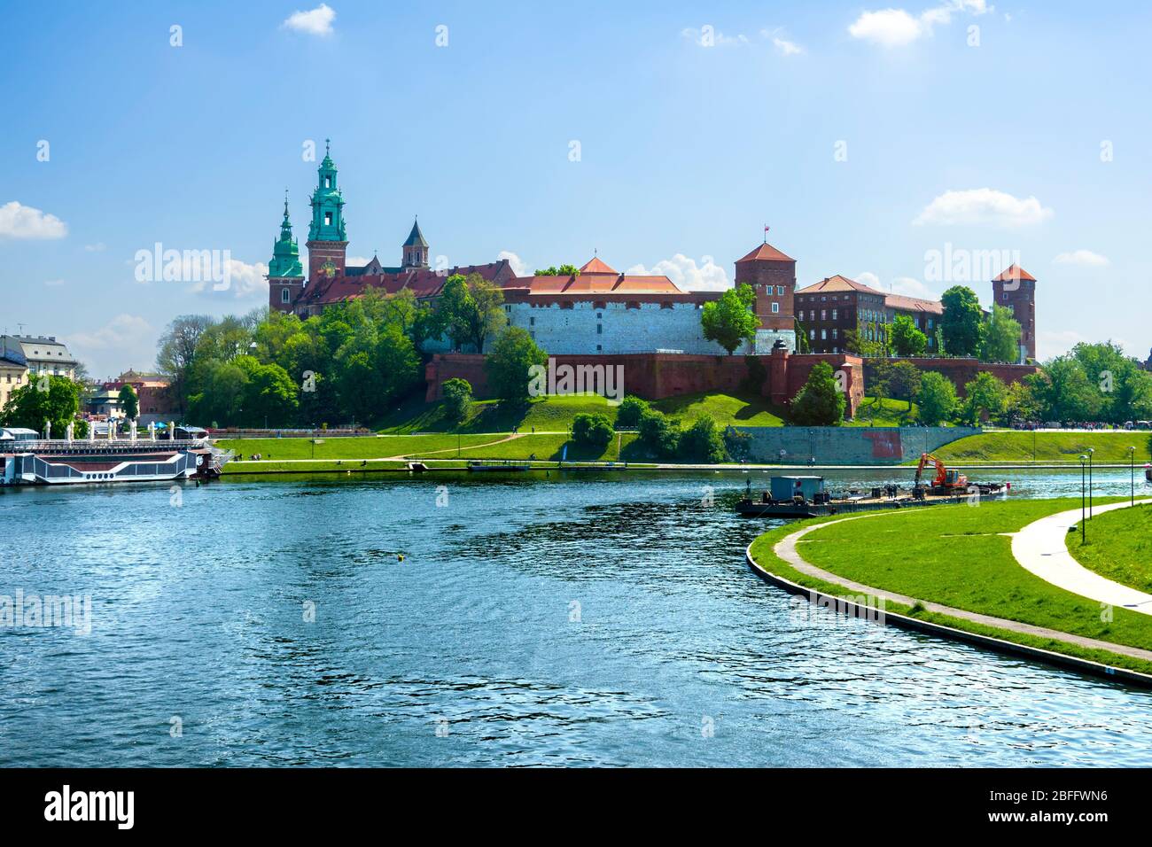 Royal Cathedral St. Stanislaus Wawel Castle on Vistula River Krakow Poland King Casimir EU Europe UNESCO Stock Photo
