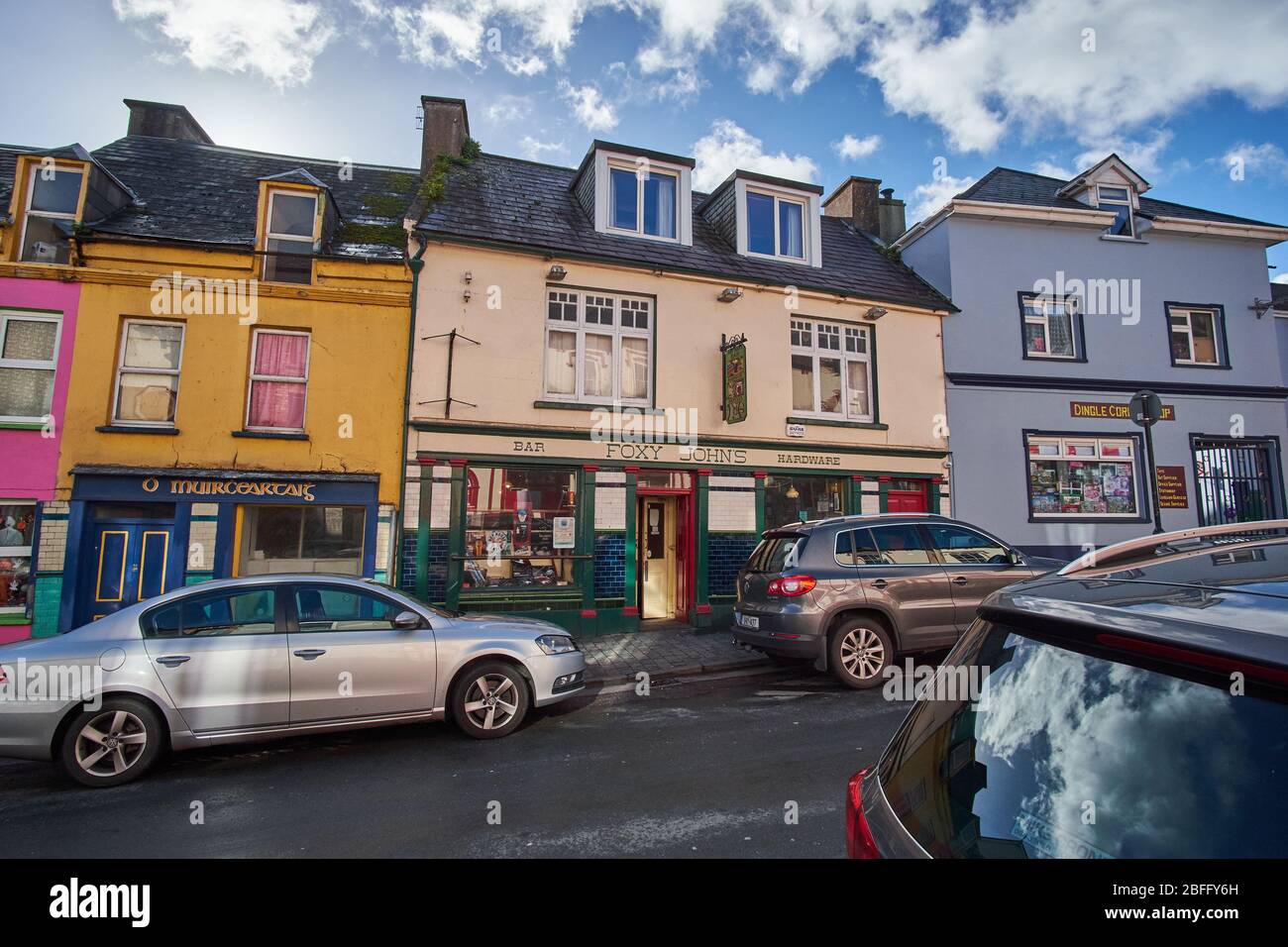 Streetview photographs of the Colorful Shops in Dingle Town in the Dingle Peninsula in the Republic of Ireland Stock Photo