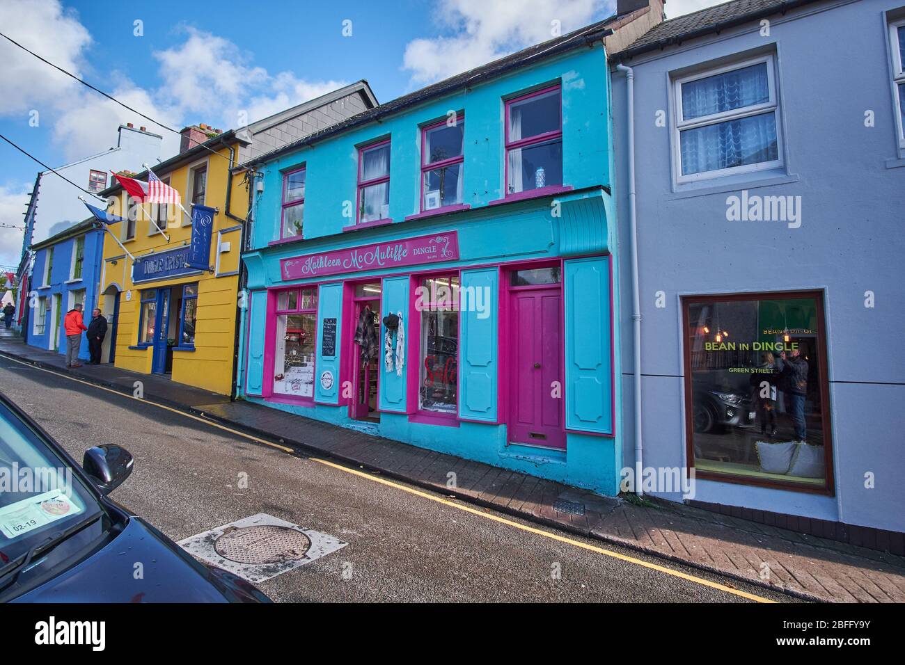 Streetview photographs of the Colorful Shops in Dingle Town in the Dingle Peninsula in the Republic of Ireland Stock Photo