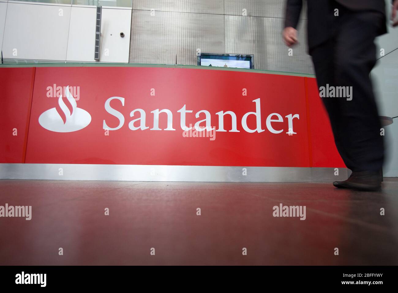 The reception area inside the Santander London offices; 2 Triton Square. Stock Photo