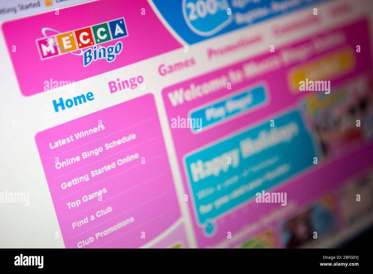 Illustrative image of the Mecca Bingo website Stock Photo Alamy