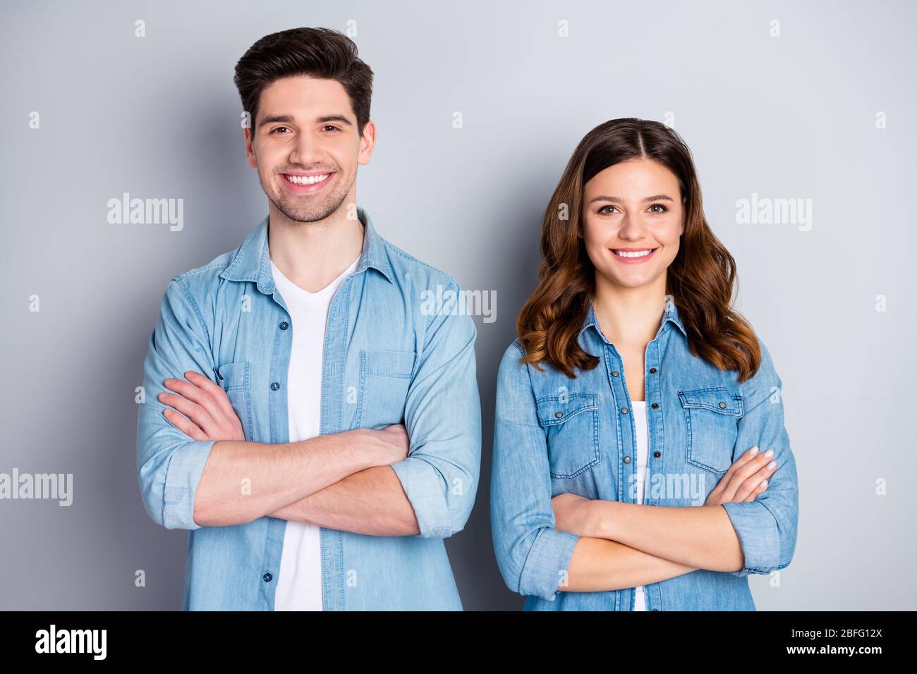couple denim shirts
