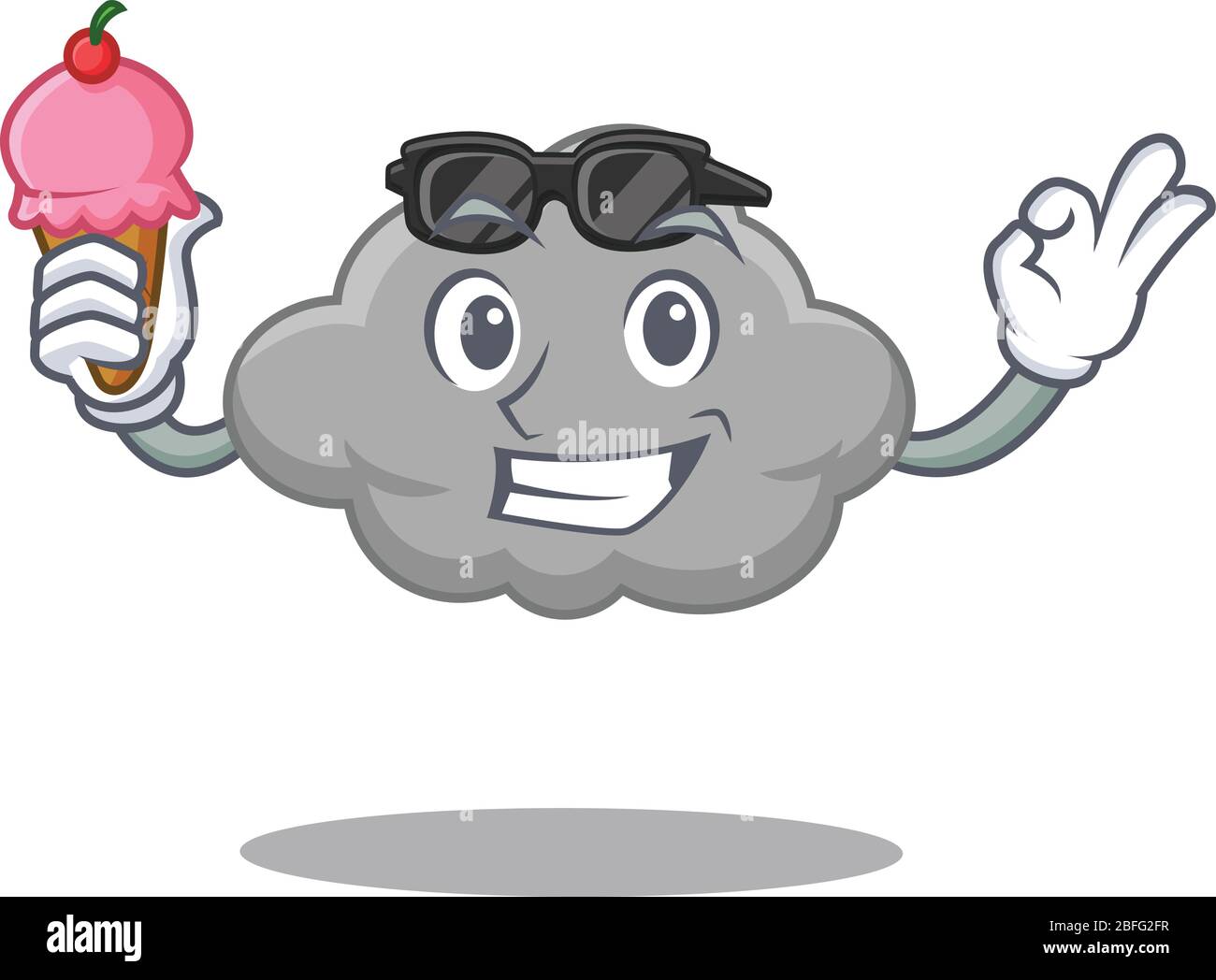 Cartoon design concept of grey cloud having an ice cream Stock Vector