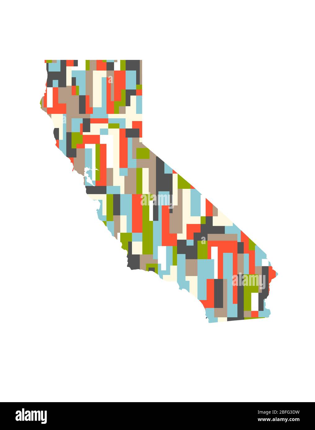 California State Abstract rectangular color pattern Map. Vector Design illustration Stock Vector